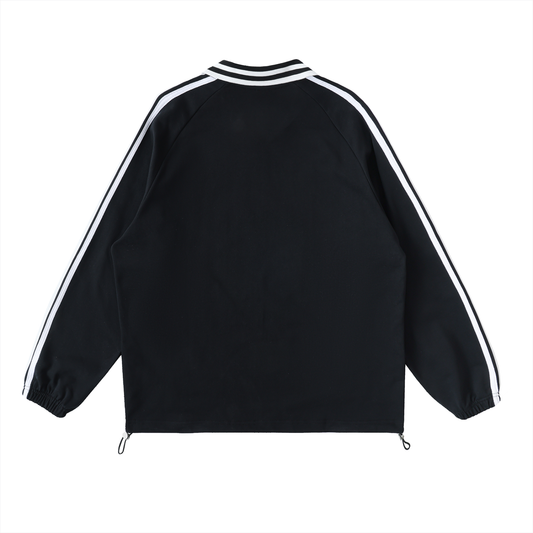 Striped Lapel Collar Sweatshirt